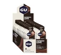 GU Original Energy Gels, Espresso Love 24 Pack - 100 Calorie Energy Gel with Carbohydrates, Caffeine, BCAAs and Electrolytes - Pre-Workout Fuel for Running, Cycling, Triathlon and Endurance Sports