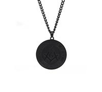 Gu Feng Punk Masonic Necklace for Men Stainless Steel Gold Color Long Box Chain Necklaces Protected by Freemason Jewelry Gift