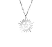 Gu Feng Shining Sun Pentagram Pendant Necklace Supernatural Dean Statement Box Chain Necklaces Couple Women Men