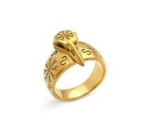 Gu Feng Viking Odin Crow Skull Ring For Men Boy Stainless Steel Vintage Helm Of Awe Ring Amulet Raven