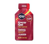 GU Original Energy Gels, Raspberry Lemonade 24 Pack - 100 Calorie Energy Gel with Carbohydrates, BCAAs and Electrolytes - Pre-Workout Fuel for Running, Cycling, Triathlon and Endurance Sports
