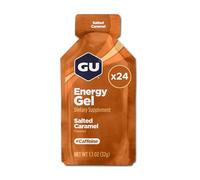 GU Original Energy Gels, Salted Caramel 24 Pack - 100 Calorie Energy Gel with Carbohydrates, Caffeine, BCAAs and Electrolytes - Pre-Workout Fuel for Running, Cycling, Triathlon and Endurance Sports