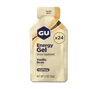 GU Original Energy Gels, Vanilla Bean 24 Pack - 100 Calorie Energy Gel with Carbohydrates, Caffeine, BCAAs and Electrolytes - Pre-Workout Fuel for Running, Cycling, Triathlon and Endurance Sports