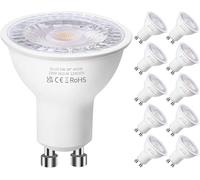 GU10 LED Bulbs, Cool White 6500K, 5W LED GU10 Spotlight Bulb, 50W Halogen Bulb Equivalent, 350LM 220-240V 38 Degree Narrow Beam Angle Non-dimmable - Pack of 10