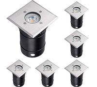 GU10 LED Decking Uplighter Drive Walk Over Walkway Recessed Square Garden IP67 Waterproof Ground Guide Light Fitting (10x Lights, Add 5W Cool White)