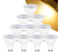 GU10 LED Light Bulbs, 5W Warm White 3000K 500LM Dimmable GU10 Spot Light Bulb AC 220-240V, Equivalent for 50W Halogen Lamp, 120° Beam Angle,10 PCS