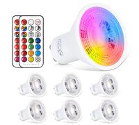 GU10 LED Light Bulbs Warm White 6W RGB Colour Changing Spotlight Light Bulbs Recessed Ceiling Light Dimmable by 21 Keys Remote Control Warm White 2700K 540LM Night Lighting (6 Pack)