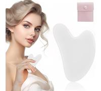 Gua Sha Face Massager Stone, Natural Jade Gua Sha Tool for Physical Therapy, Self Care Routine & Relaxation, Skin Care Gifts for Women & Men (White)