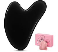 Gua Sha Stones Face Jade Guasha Board Massage Tool Heart Shape Jade for Face, Eyes, Neck for Skin Care, Beauty and Relaxation of Body Muscles (Black)