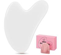 Gua Sha Stones Face Jade Guasha Board Massage Tool Heart Shape Jade for Face, Eyes, Neck for Skin Care, Beauty and Relaxation of Body Muscles (White)