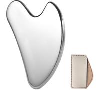 Gua Sha Tool, Stainless Steel Facial Massage Tool, Metai Scraper Heart Shape GuaSha for Body Face Neck Skincare (Silver)