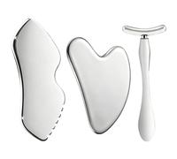 Gua Sha Tool, Stainless Steel Gua Sha Tool for Face, 3-Pack Scraping Massage Stone Tool with Storage Bag, Facial Scraper for Face Neck Eye Body Skin Care(C)