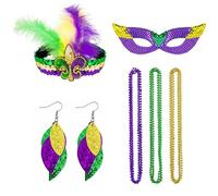 Guaber 1970s Disco Accessories Women Costume Set Ball Sequins Earrings Headband Necklace And Masquerade Halloween Party Supplies For Adults