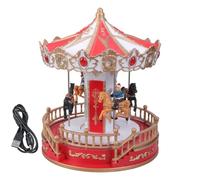 Guaber Christmas LED Lighted Whirligig Musical Carousels Rotating Ornament With Classical Melodies For Seasonal Holiday Decors Battery Powered Rotating Holiday Music Box