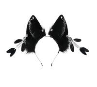 Guaber Cosplay Wolf Ear Hairband With Feather Woman Teens Headband For Movie Enthusiasts Anime Theme Gatherings Hairband Halloween Headbands For Women For Adults Anime Character Cosplay