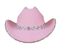 Guaber Cowgirl Hat Bejeweled Cowboy Disco For Music Festivals Wide Brim Encrusted Rhinestones Versatile Knight Cowgirl Hat