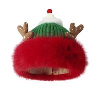 Guaber Cute Christmas Hat For Women Girls Soft Knitted Cap With Antler Festival Costume Noel Winter Warm Plush Knitted Hat