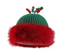 Guaber Cute Christmas Hat For Women Girls Soft Knitted Cap With Antler Festival Costume Noel Winter Warm Plush Knitted Hat