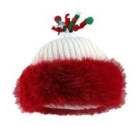 Guaber Cute Christmas Hat For Women Girls Soft Knitted Cap With Antler Festival Costume Noel Winter Warm Plush Knitted Hat