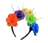 Guaber Day Of The Dead Headband Flower Crowns Festival Mexicans Headpiece Halloween Party Supply For Women Halloween Headbands Mexicans Headpiece Day Of The Dead Headband Flower Headwear