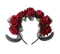 Guaber Day Of The Dead Horn Lace Hair Hoop Halloween Bride Horn Role Play Costume Proms Party Live Show Headwear Photo Props Halloween Headbands For Women