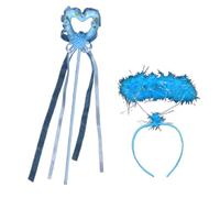 Guaber Girls Wand +Angel Hairband Cartoon Heart Ribbon Tinsel Halloween Stage Headdress Girls Headbands Furry Feather Costume Adult