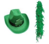 Guaber Green Hat For StPatrick Cowboy Scarf Holiday Headdress Irish National Day Celebration Belt Buckle Cap Festival Props Felt
