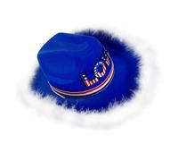 Guaber LOVE Homburg Fedoras With Unique Feathered Fedoras Hat Top Classical Porkpie For 4th Of July Theme Party Carnivals Blue Love Hat