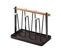 Guaber Nordic Iron Cup Drying Rack Metal Mug Stand Shelf with Tray and Wooden Handle Kitchen Home Bottle Wine Glass Organizer Mug Holder Tree Wood