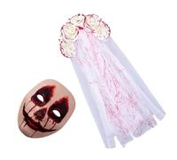 Guaber Punk Bride Headwear Flower Headband Veil For Halloween Parties Masquerades Day Of The Death Bridal Costume Halloween Cosplay Accessory
