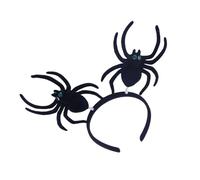 Guaber Punk Flocking Spiders Hairhoop For Adult Kids Theme Party Costume Headband Day Of The Death Headpiece Halloween Headwear Cosplay Headpiece