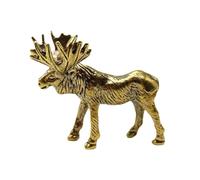 Guaber Realistic Brass Moose Sculpture For Living Room Office Desktop Shelf Decors Antique Metal Deer Animal Miniature Figurine Brass Figurine