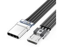 Guaber Short USBC Flat Thin Ribbon FPC Cable USB TypeC 90 Degree to MicroUSB for Data