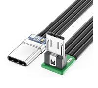 Guaber Short USBC Flat Thin Ribbon FPC Cable USB TypeC 90 Degree to MicroUSB for Data