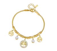Guaber Sturdy Steel Life Trees Chain With Cubic Zirconia Adjustable Closure Comfortable Fit Steel Symbolic Jewelry