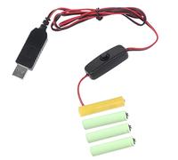 Guaber USB to 6V Battery Cable Cord with Replace 4Pcs Battery for 6V Powered Electronic Toy