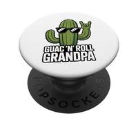 Guac N Roll Grandpa Funny Cool Cactus Tacos PopSockets Adhesive PopGrip
