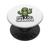 Guac N Roll Grandpa Funny Cool Cactus Tacos PopSockets Adhesive PopGrip
