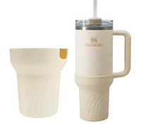 Guacalloon Silicone Boot for Stanley Cup 40oz Quencher, Beige Boot Sleeve Cover Fit with Stanley H2.0 and Quencher Adventure Tumbler Accessories (40 oz, Beige)