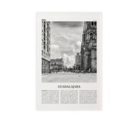 Guadalajara Black And White Town, Mexico, México, Jalisco, North America Retro City Map Travel Landscape Canvas Modern Poster Wall Art Prints Paintings Living Room Bedroom Decor 24x36inch(60x90cm)