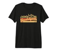 Guadalajara Skyline & Mexico Retro Stripes - Mexican Pride Premium T-Shirt