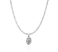Guadalupe 14K Gold Plated / Silver Dainty Madonna Charm 3.5mm Flat Figaro Chain Size 18.5" with 2" Extender (Madonna-2), 20inch+2inch, Metal, No Gemstone
