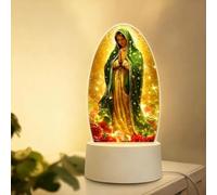 Guadalupe Virgin Prayer Lamp,Elegant Sacred Virgin Mary Statue Night Light,USB-Powered Religious Lamp with Warm Glow,Handmade Catholic Decor Table Lamp for Bedroom Prayer Altar