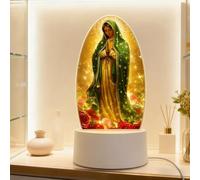 Guadalupe Virgin Prayer Lamp,Serene Virgin Mary Night Light with Acrylic Base,USB Powered Table Lamp of Mary Devotional Decor for Home Worship Space Gifts