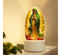 Guadalupe Virgin Prayer Lamp, USB-Powered Religious Lamp with Warm Glow, Mary Prayer Night Light LED Catholic Table Lamps for Religious Women Mom,Blessed Mother Mary Decoración,for Christmas Birthday