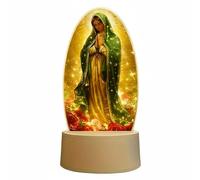 Guadalupe Virgin Prayer Lamp with Base Collectible Ornament LED Catholic Table Lamp with USB Powered for Believers Mom Women
