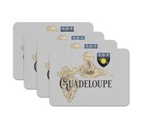 Guadeloupe 971 Set of 4 Rubber Base Placemats - Rare Antique Map - Large Size 39.5 x 28.5 cm