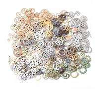 Guador 300 Grams Steampunk Cogs,Vintage Metal Pendant Cogs Antique Gears Clock Watch Gears Wheels Pendant Charms Accessories for DIY Crafts Jewelry Making (Ancient tin, rose gold, ancient green)