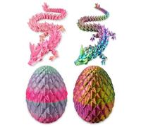 Guador 3D Printed Egg with Dragon, Pack of 2 Mysterious Dragons, Figures Surprise Easter Dragon Eggs, Home Decor, Silk Rainbow Colour + Silk Candy Colour