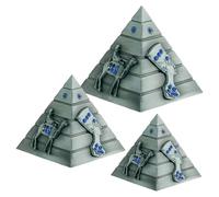 Guador Metal Egyptian Pyramids Figurine, 3Pcs/Set Pyramid Model Egyptian Pyramid Display Statue Ancient Art Building Model Pharaohs Bronze Metal Sculptures Statue Souvenir Gift(Grey)